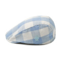 Cotton checked beret with embroidery